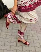 Burgundy Cream trouser detail